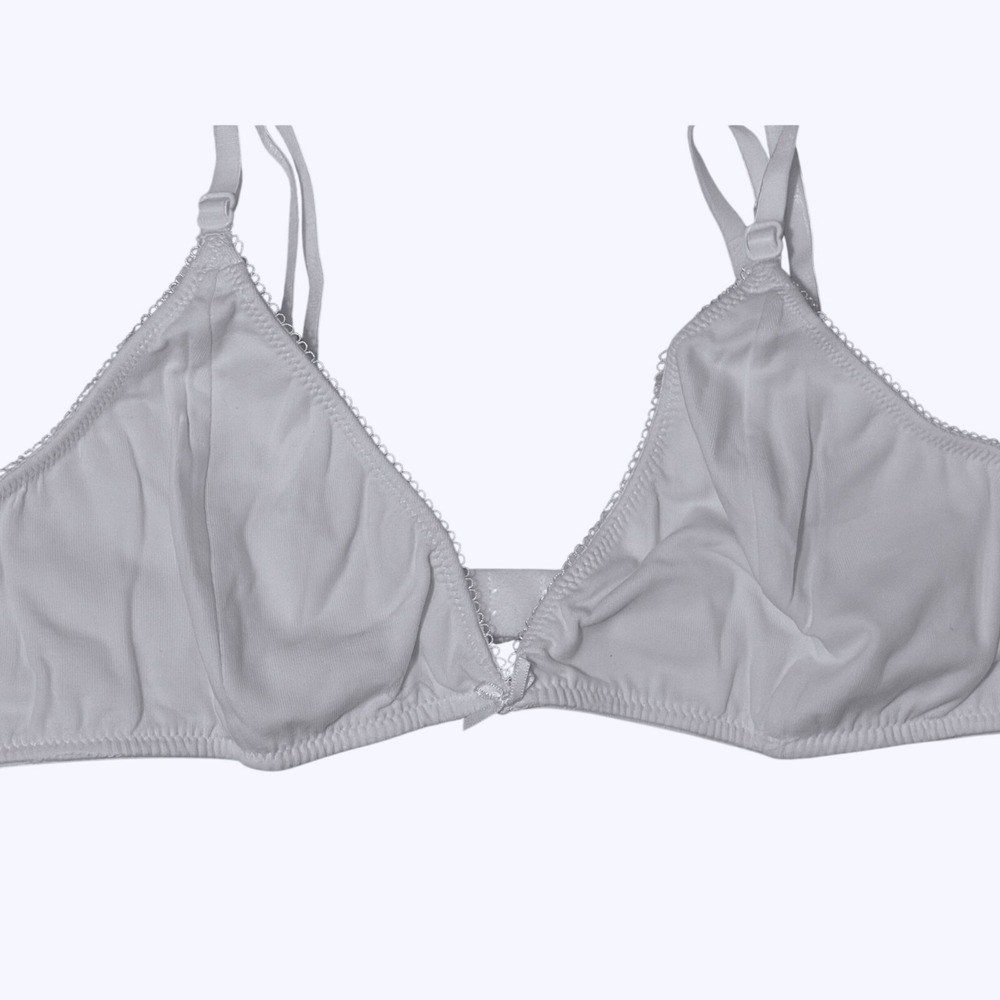 Franki by Francesca's Youth 12 White Cotton Triangle Bralette Scalloped Trim NEW - Picture 2 of 7